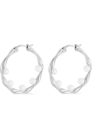 Dower and Hall Pendientes de aro waterfall con perla barroca