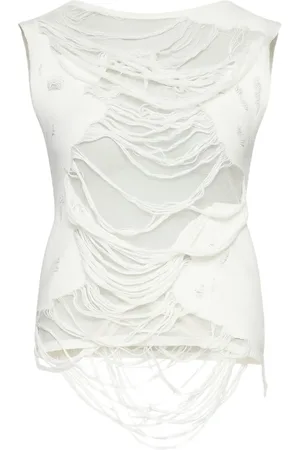 Maison Margiela Top sin mangas con efecto envejecido
