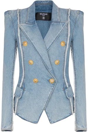 Balmain Chaqueta vaquera con bordes sin rematar
