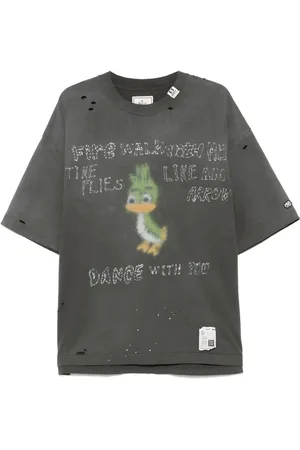 Maison Mihara Yasuhiro Camiseta con estampado Leon con acabado envejecido