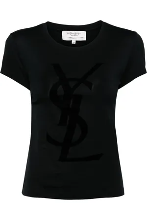 Saint Laurent Camiseta de algodón con logo estampado