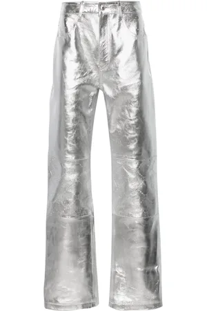 Marine Serre Pantalones con motivo de luna creciente en relieve