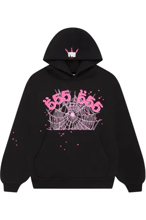 Sp5der Sudadera 555 Web Black/Pink con capucha