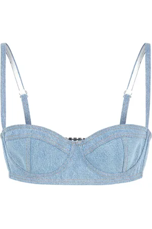GCDS Top tipo bustier vaquero con logo