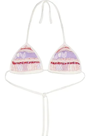 LANEUS Top de bikini con logo en intarsia