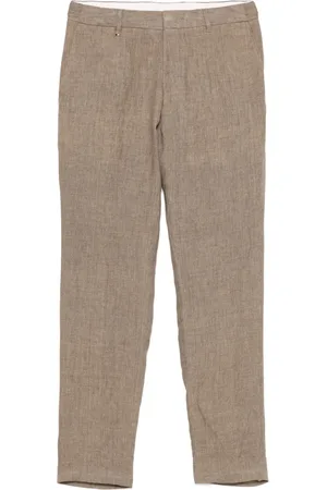 HUGO BOSS Pantalones de vestir de lino con pinzas