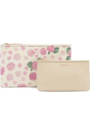 Furla Estuche de maquillaje con motivo de rosa