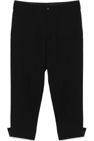 YOHJI YAMAMOTO Pantalones de lana con dobladillo y cinturón