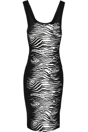 VERSACE Vestido midi con estampado de cebra