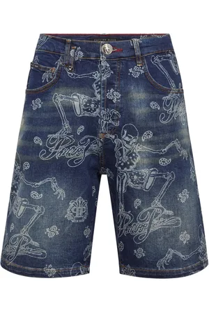 Philipp Plein Pantalones vaqueros cortos con esqueleto estampado