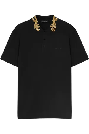 VERSACE Polo con bordado Barocco Leaf