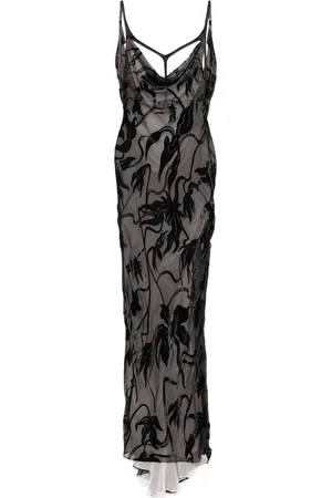 MUGLER Vestido largo a rayas horizontales