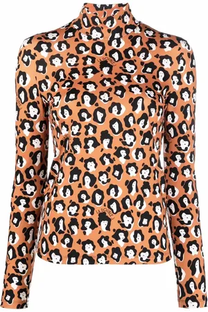 La DoubleJ Top de cuello alto con estampado de cara