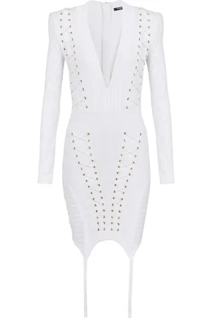 Balmain Vestido con detalle de cordones