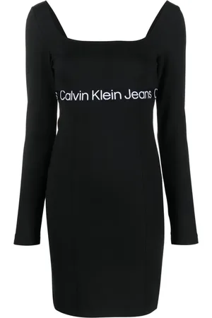 Calvin Klein Vestido corto con franja del logo