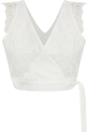 Paul Smith Top cruzado con detalle festoneado