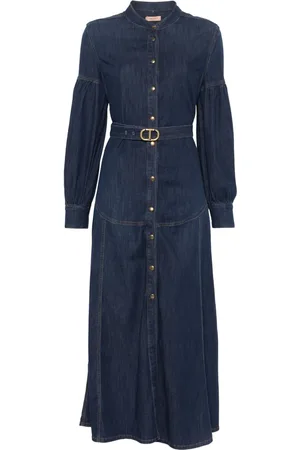 Twin-Set Vestido vaquero largo con cinturón
