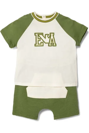 Emporio Armani Set con camiseta y panatlones cortos con logo bordado
