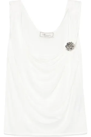 BLUMARINE Top con broche floral
