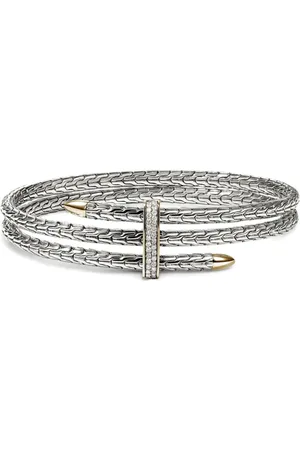 John Hardy Brazalete Spear Double Flex en oro amarillo de 14 ct y plata de ley con diamantes