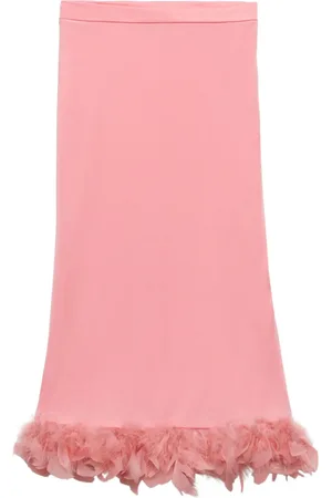 Prada Falda con ribete de plumas