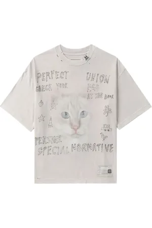 Maison Mihara Yasuhiro Camiseta de algodón con estampado Cat