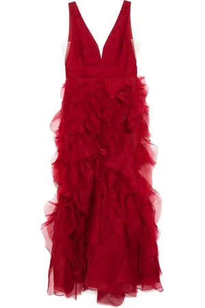 Marchesa Notte Vestido con cuello en V