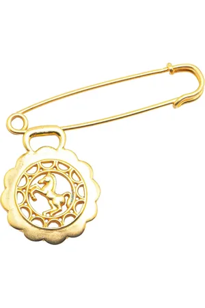 Hermès Broche Bijouterie Fantaisie Horse Safety Pin Brooch bañado en oro 20st Century