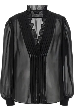 Tom Ford Blusa translúcida con detalle plisado
