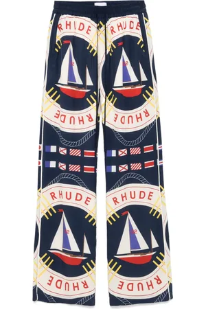 Rhude Pantalones Sail Flag de seda