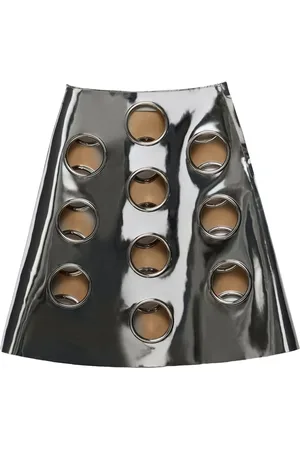 Prada Falda midi con efecto metalizado