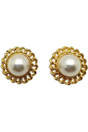 JENNIFER GIBSON JEWELLERY Pendientes de cadena con perlas artificiales 1990 pre-owned
