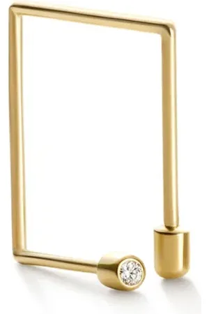 SHIHARA Pendiente Twist Square 02 en oro amarillo de 18kt con diamantes