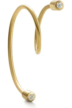 SHIHARA Pendiente Twist Curl en oro amarillo de 18kt con diamantes