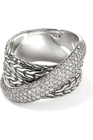 John Hardy Anillo JH Essential Crossover en plata de ley con diamantes