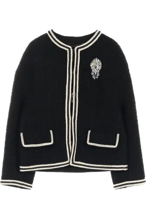 Gucci Chaqueta de tweed con detalle de broche 2020