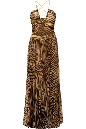 Roberto Cavalli Vestido largo con motivo de cebra