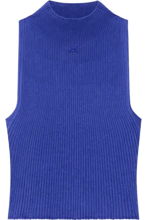 Courrèges Top sin mangas con cuello falso