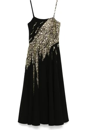 LOULOU Vestido midi con aplique de cuentas