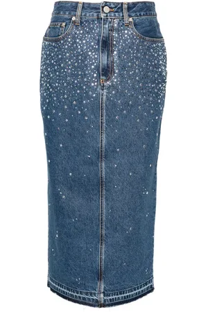 Alessandra Rich Falda de tubo midi con strass
