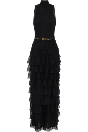 Elisabetta Franchi Vestido con cinturón y volantes