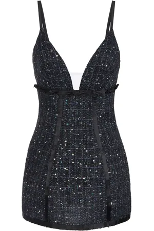 Elisabetta Franchi Vestido de tweed con aplique de lentejuelas