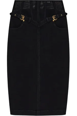 VERSACE Falda vaquera con hebilla Barocco