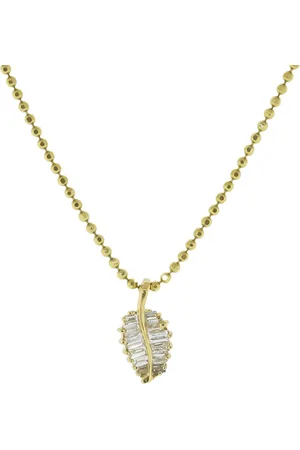 Anita Collar con motivo de hojas pequeña en oro amarillo de 18kt con diamantes