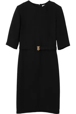 Burberry Vestido midi con cinturón del monograma