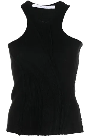 Talia Byre Top de canalé con cuello halter