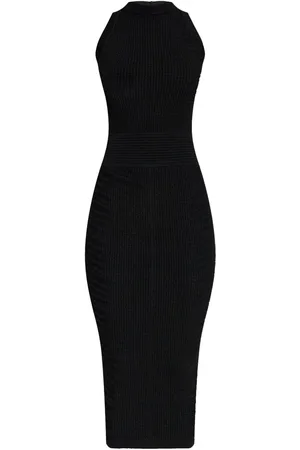 Balmain Vestido midi de canalé ajustado
