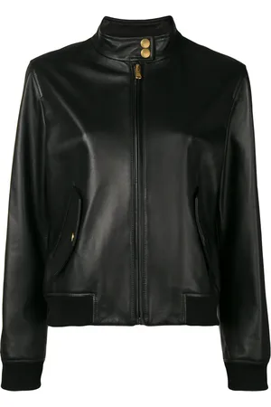 Moschino Chaqueta de cuero con logo y oso