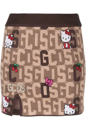 GCDS Falda de punto con monograma de x Hello Kitty