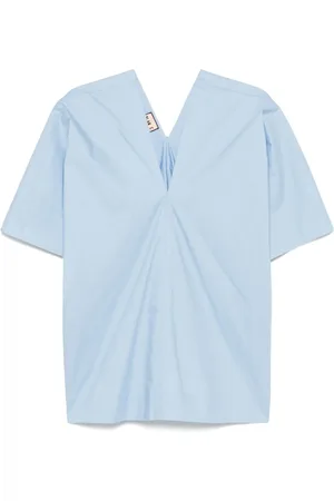 Plan C Blusa de algodón con cuello en V